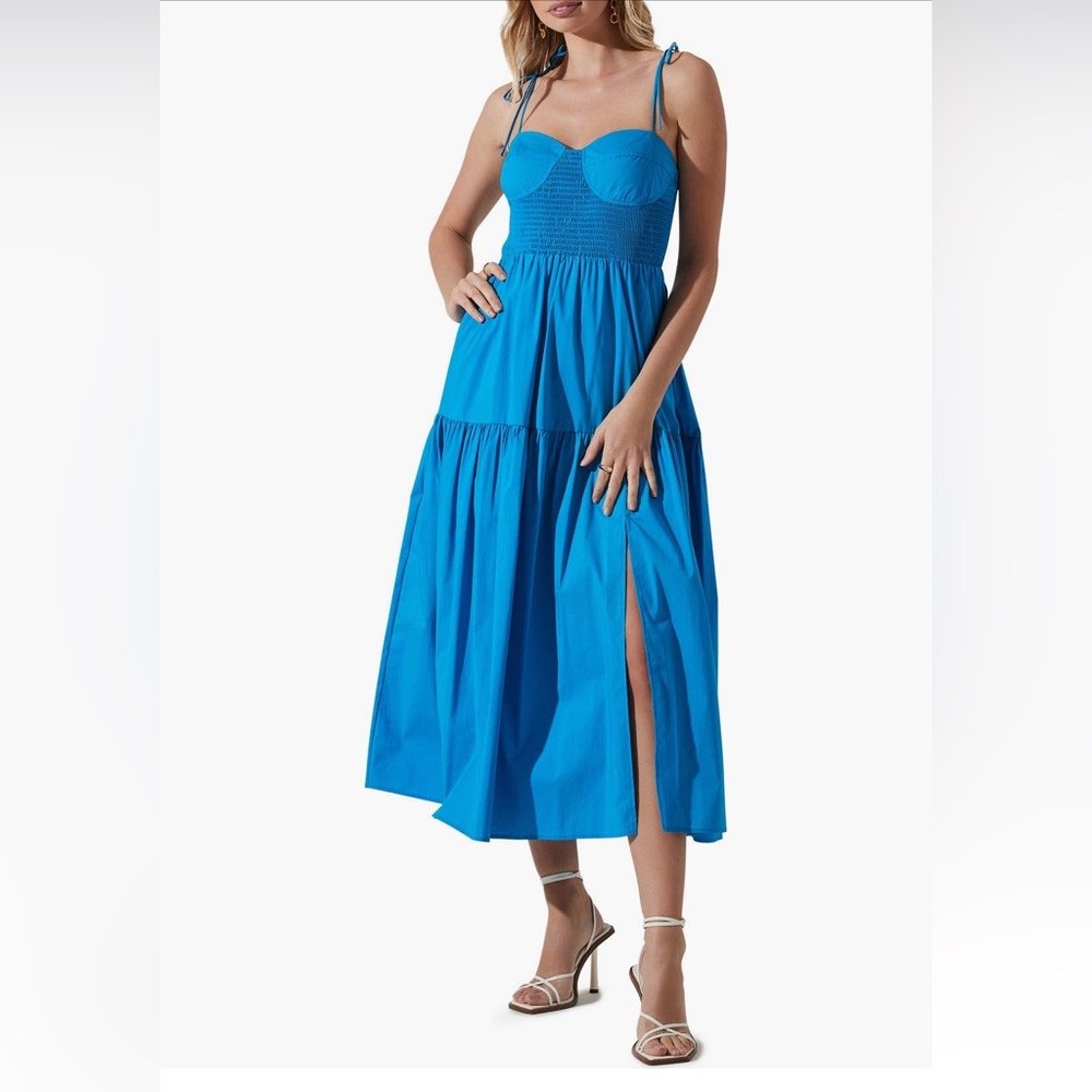 Astr the Label Tie Strap Smocked Bodice Dress